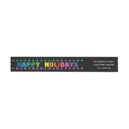 Rainbow Happy Holidays - Long Return Address Label
