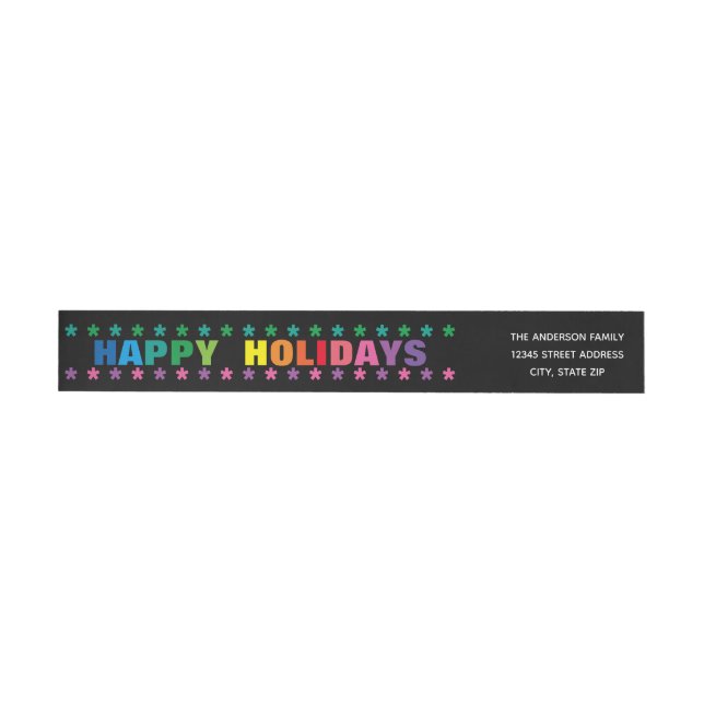 Rainbow Happy Holidays - Long Return Address Label (Person)