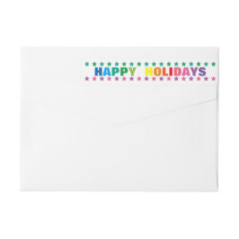 Rainbow Happy Holidays - Long Return Address Label