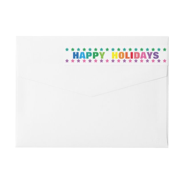 Rainbow Happy Holidays - Long Return Address Label (Rückseite)
