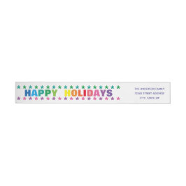 Rainbow Happy Holidays - Long Return Address Label
