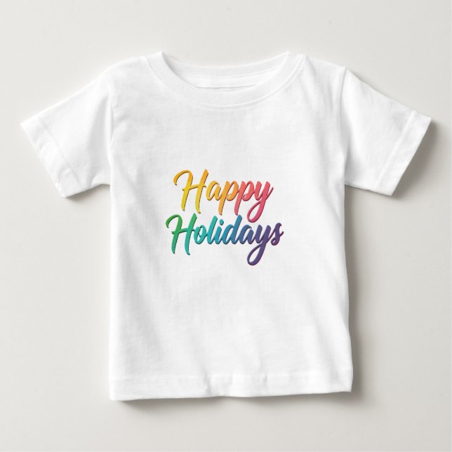 Rainbow Happy Holidays Text Graphic Baby T-shirt (Vorderseite)