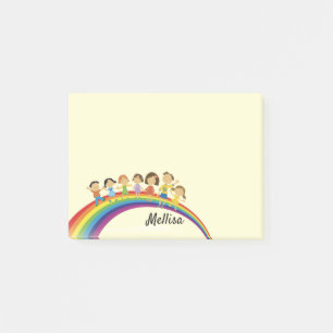 Rainbow Happy Kids DIY Dein Name Post-it Notes Klebezettel