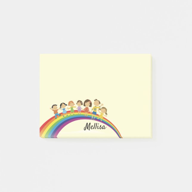 Rainbow Happy Kids DIY Your Name Post-it Notes Post-it Klebezettel (Vorderseite)
