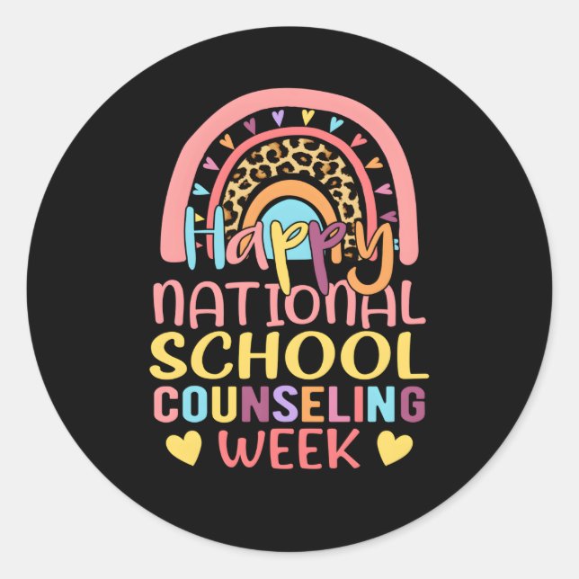Rainbow Happy National School Counseling Week Coun Runder Aufkleber (Vorderseite)