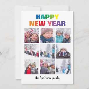 Rainbow Happy New Year Collage - Weihnachtskarte Einladung