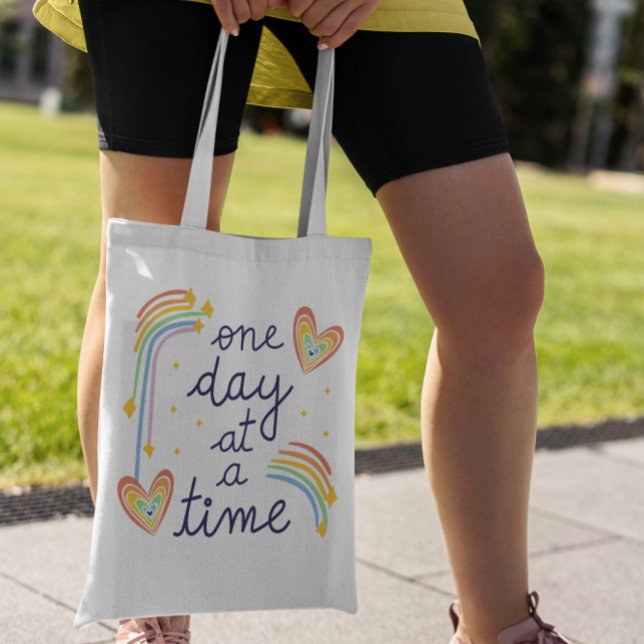Rainbow Happy Quote Tote Bag Tragetasche (Von Creator hochgeladen)