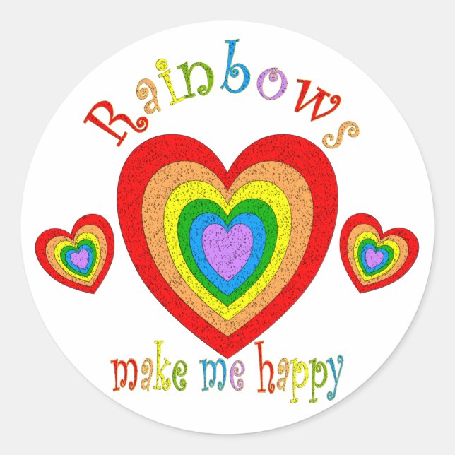 Rainbow Happy Runder Aufkleber (Vorderseite)