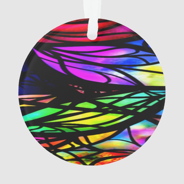 Rainbow-Hartglas-Farbiger Extravaganter Spaß Ornament (Rückseite)