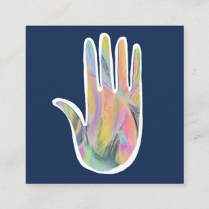 Rainbow Healing Hands farbenfrohe Öl Paint Indigo Quadratische Visitenkarte