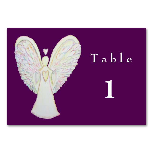 Rainbow Hearguardian Angel Custom Table Cards Tischnummer (Vorderseite)
