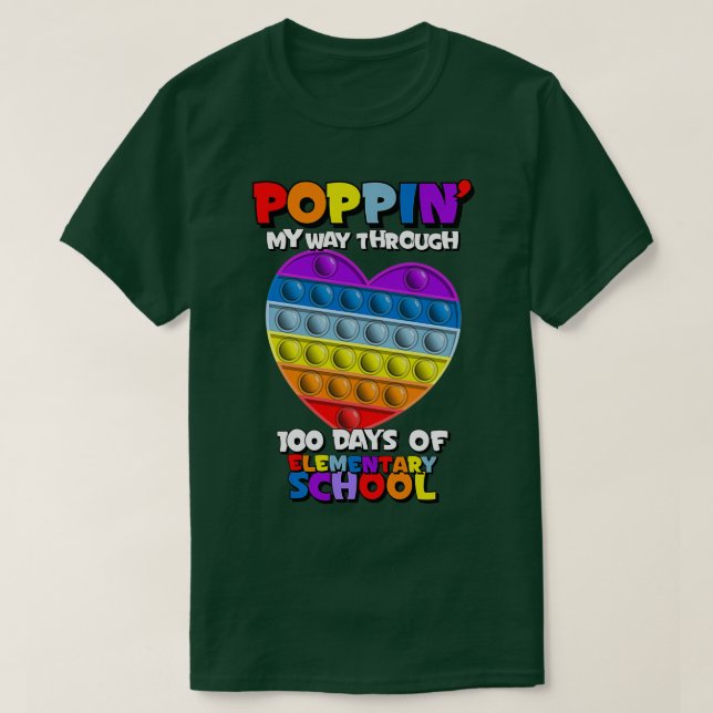 Rainbow Heart 100 Days of School T-Shirt (Design vorne)