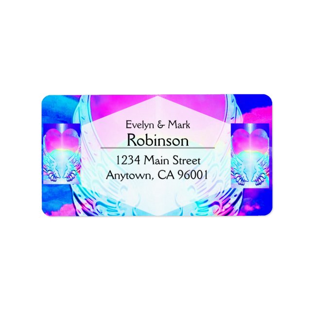 Rainbow Heart and Angel Wings Adressaufkleber (Vorne)