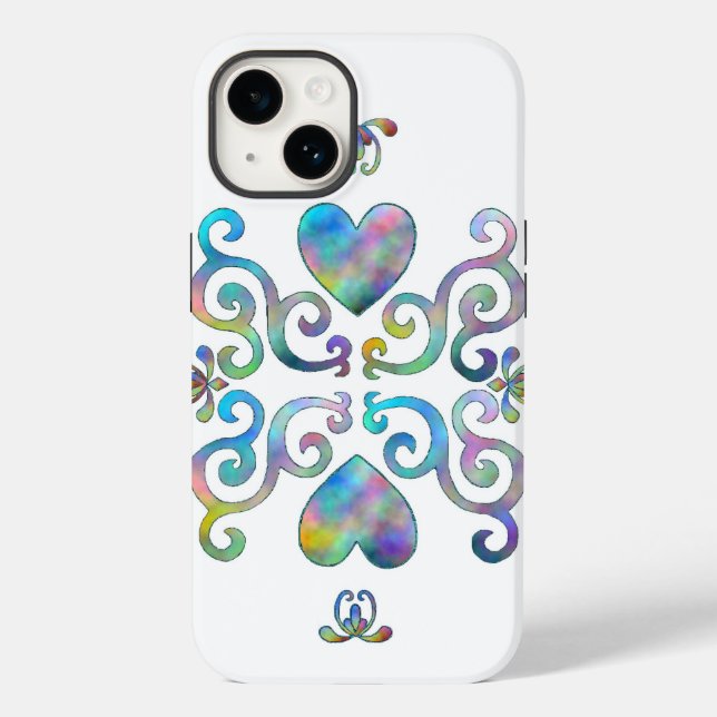 Rainbow Heart and Lily Case-Mate iPhone Hülle (Rückseite)