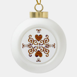 Rainbow Heart and Lily Keramik Kugel-Ornament