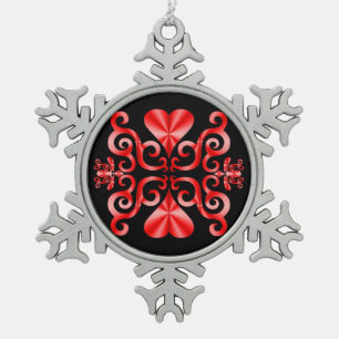 Rainbow Heart and Lily Schneeflocken Zinn-Ornament