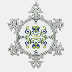 Rainbow Heart and Lily Schneeflocken Zinn-Ornament