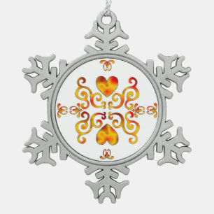 Rainbow Heart and Lily Schneeflocken Zinn-Ornament