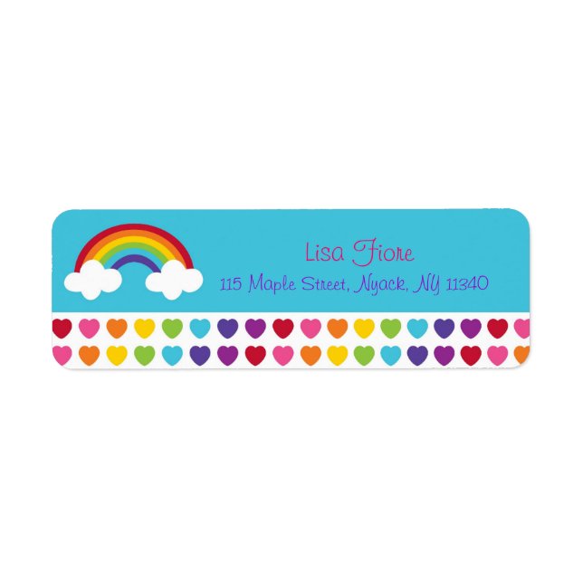 Rainbow Heart Baby Girl Address Labels (Vorne)