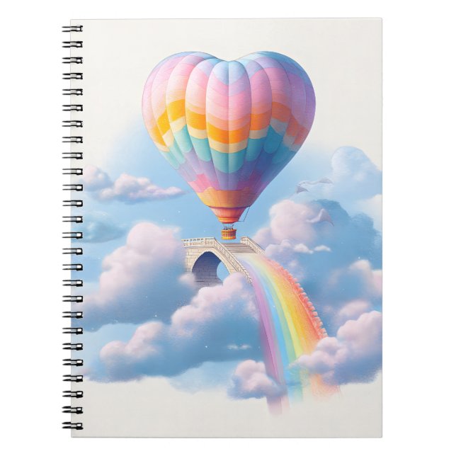 Rainbow Heart Balloon Sky Bridge Notebook Notizblock (Vorderseite)