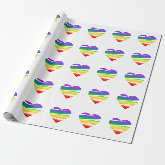 Rainbow-Heart-Brush-Effekt Geschenkpapier (Ungerollt)