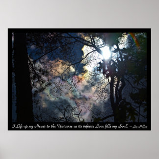 Rainbow Heart Clouds Sunrise Inspiration Zitat Poster