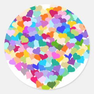 Rainbow Heart Confetti Runder Aufkleber