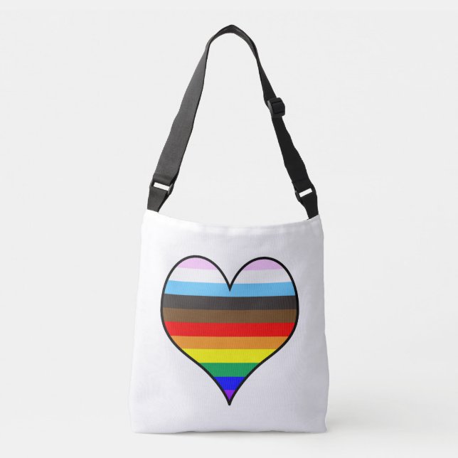 Rainbow Heart Crossbody Bag Tragetaschen Mit Langen Trägern (Vorderseite)