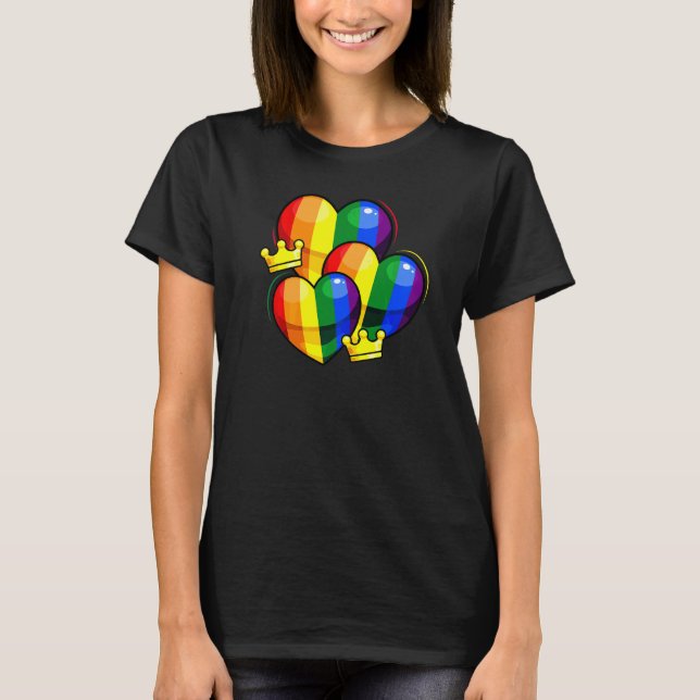 Rainbow Heart Crown Lgbt Q Niedlich Rainbow Flag G T-Shirt (Vorderseite)