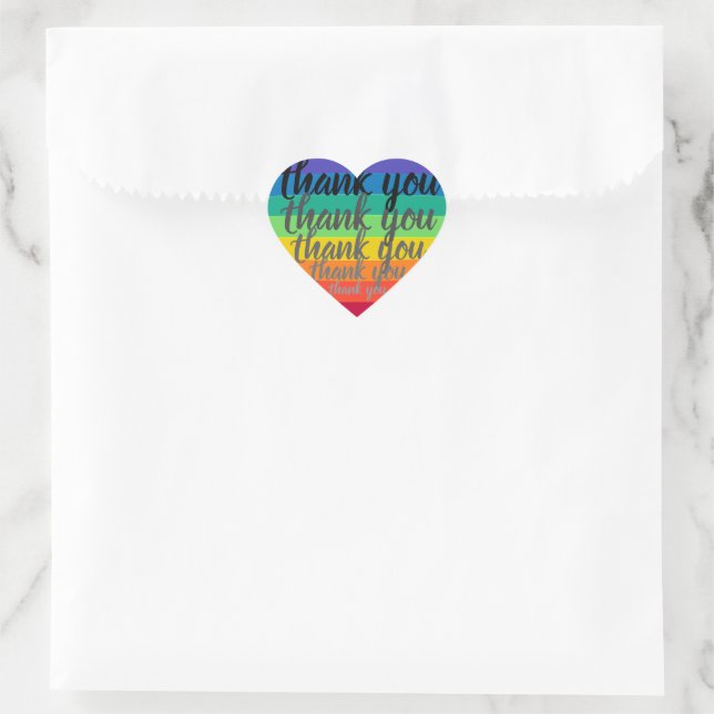 Rainbow heart DANK YOU Aufkleber (Tasche)