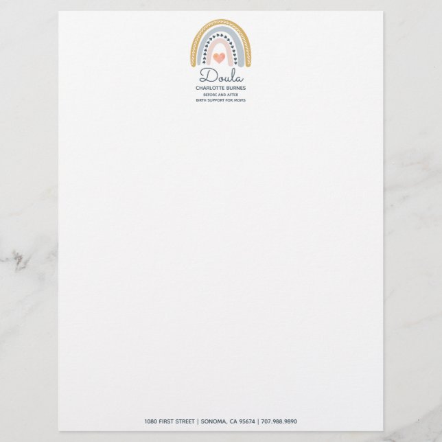 Rainbow Heart Doula Business Letterhead Briefbogen (Vorderseite)