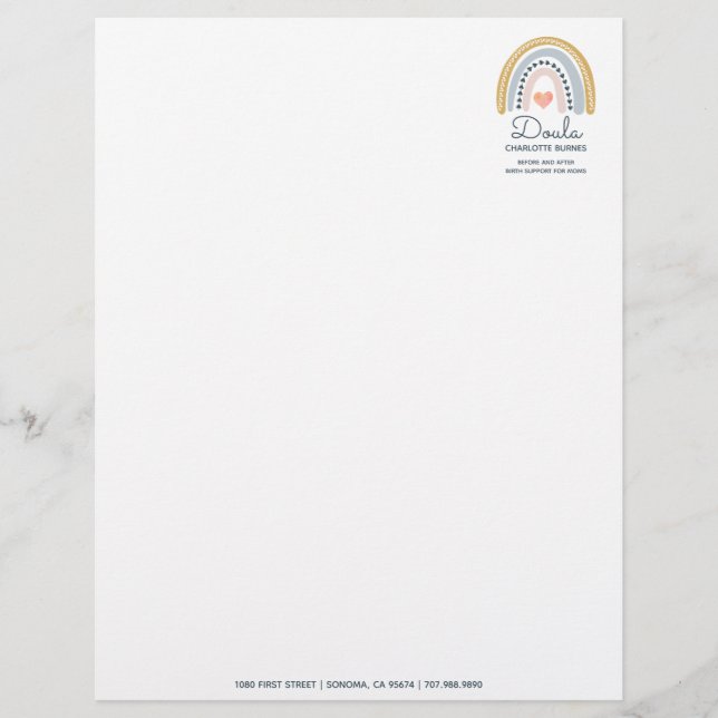 Rainbow Heart Doula Business Letterhead Briefbogen (Vorderseite)