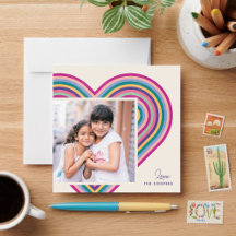Rainbow Heart Flat Valentine's Day Card - Lila