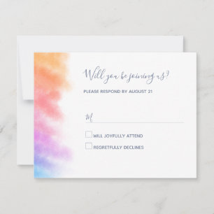 Rainbow Heart Full of Joy Wedding RSVP Karte