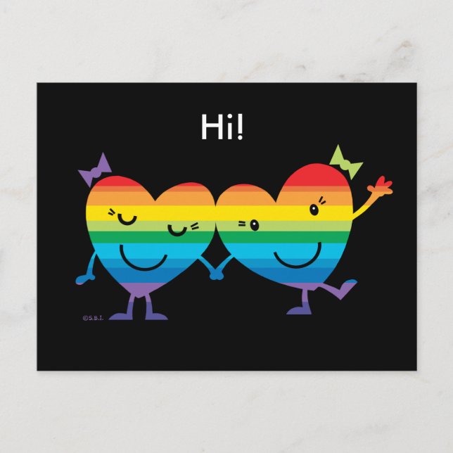 Rainbow Heart Gals Postkarte (Vorderseite)