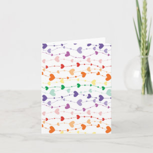 Rainbow Heart Garland Muster Liebe Strings Leere Karte