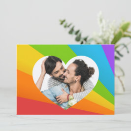Rainbow Heart Gay Couple Foto Custom Romantic Karte
