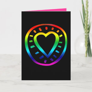 Rainbow Heart Gay Valentine's Day Black Card Feiertagskarte