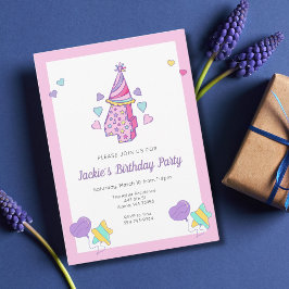 Rainbow Heart Girls 4. Geburtstag Party Einladung