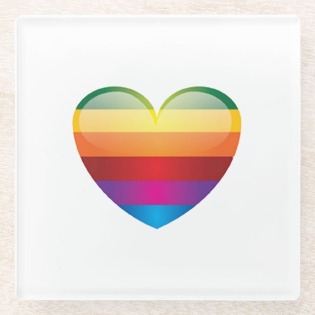 Rainbow Heart Glasuntersetzer (Vorderseite)