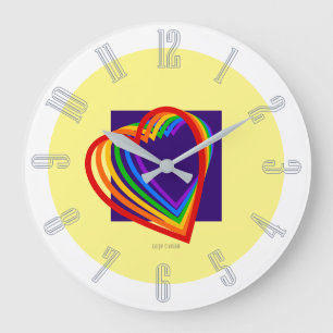 Rainbow Heart Große Wanduhr
