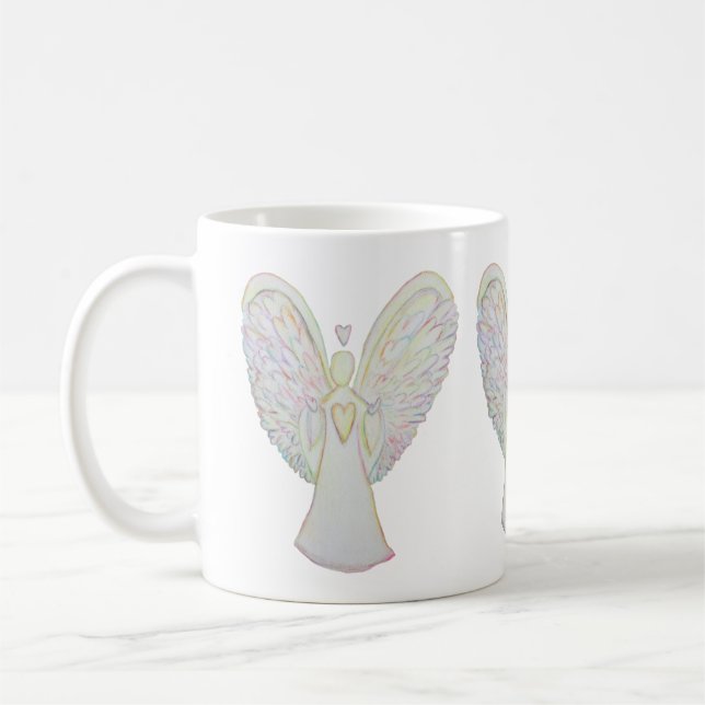 Rainbow Heart Guardian Angel Coffee Cup oder Tasse (Links)