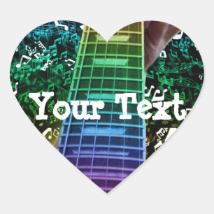 Rainbow Heart Guitar Notes Personal Music Sticker