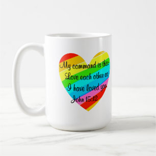 RAINBOW HEART JOHN 15:12 DESIGN KAFFEETASSE