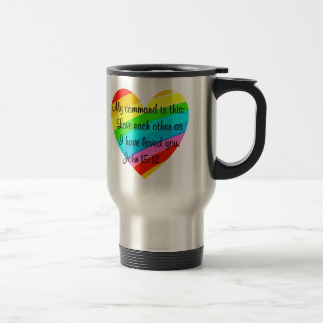 RAINBOW HEART JOHN 15:12 DESIGN REISEBECHER (Rechts)