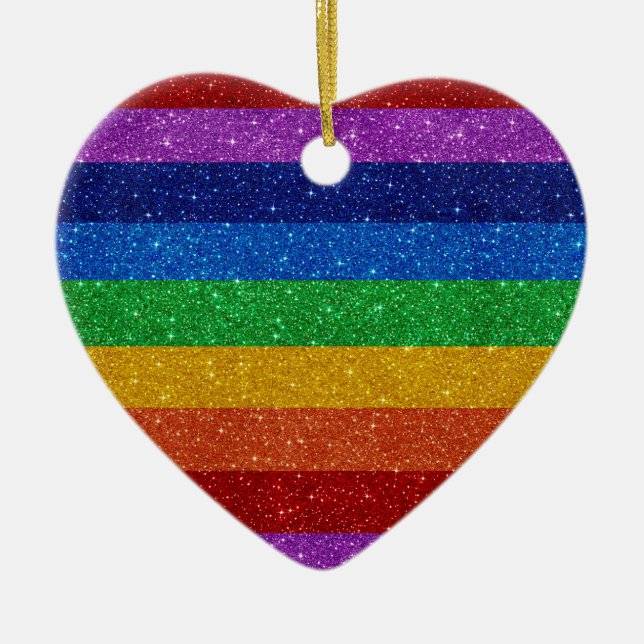 Rainbow Heart Keramik Ornament (Vorne)