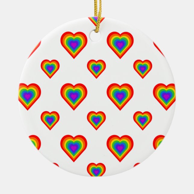 Rainbow Heart Keramik Ornament (Vorne)