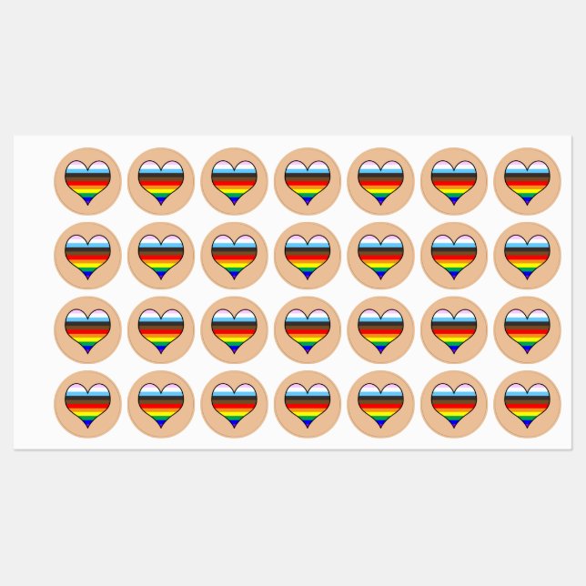 Rainbow Heart Labels Etiketten (Blatt)