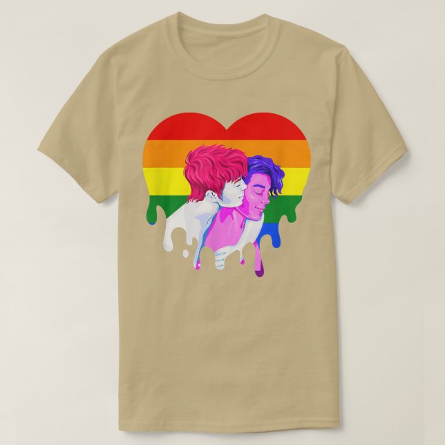 Rainbow Heart Lesbian Gay Pride Month Transgender  T-Shirt (Design vorne)