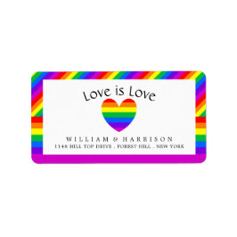 Rainbow Heart Liebe ist Liebe Hochzeit Adressaufkleber